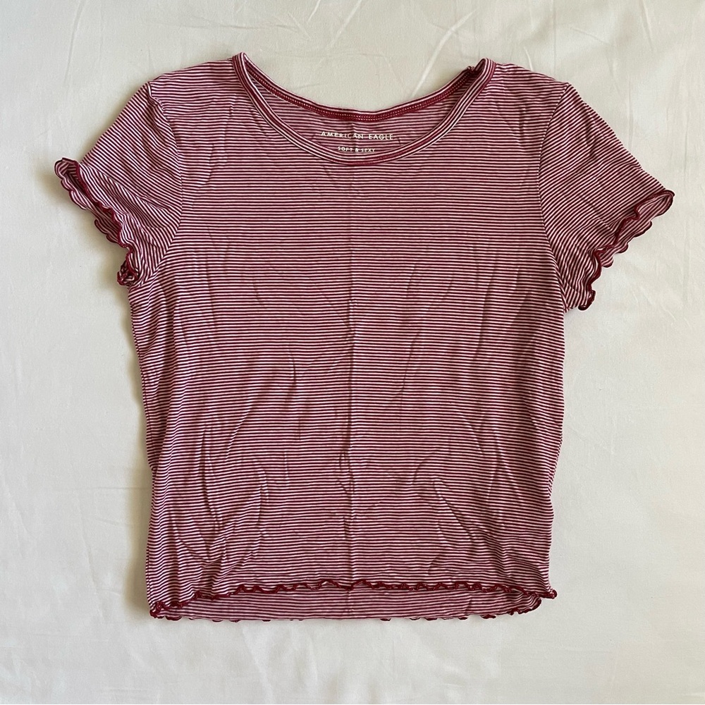 Red And White Striped Baby Tee